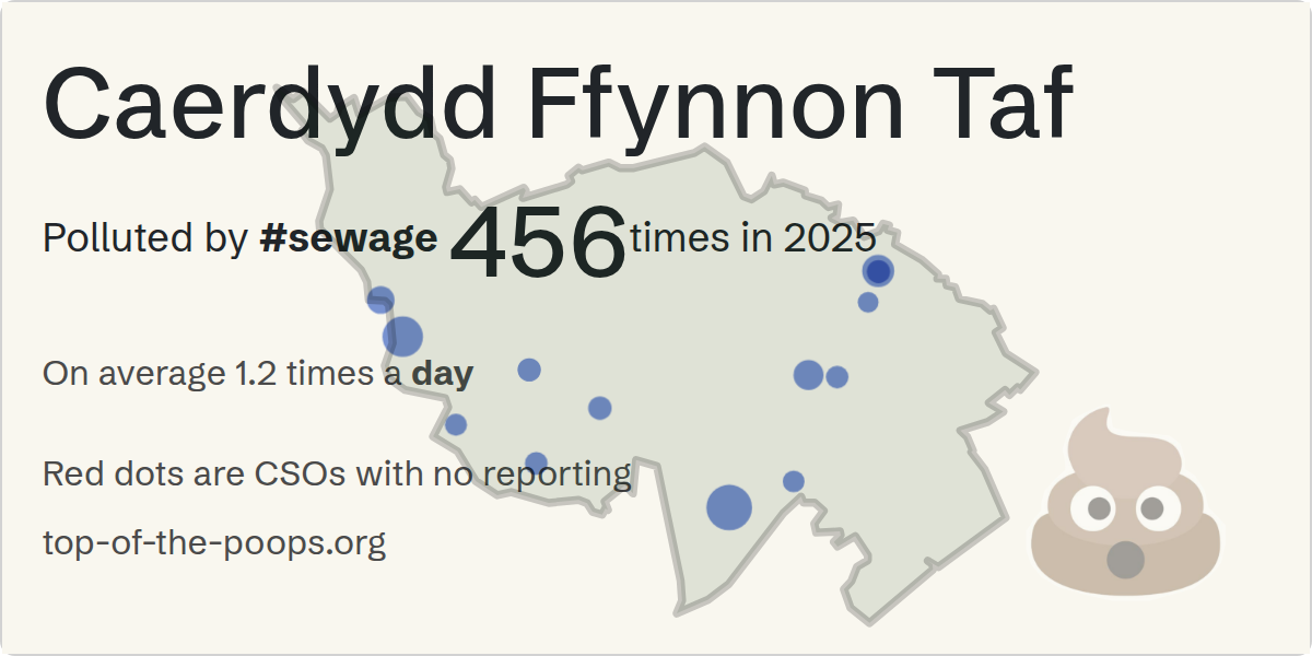 Sewage pollution map of Caerdydd Ffynnon Taf