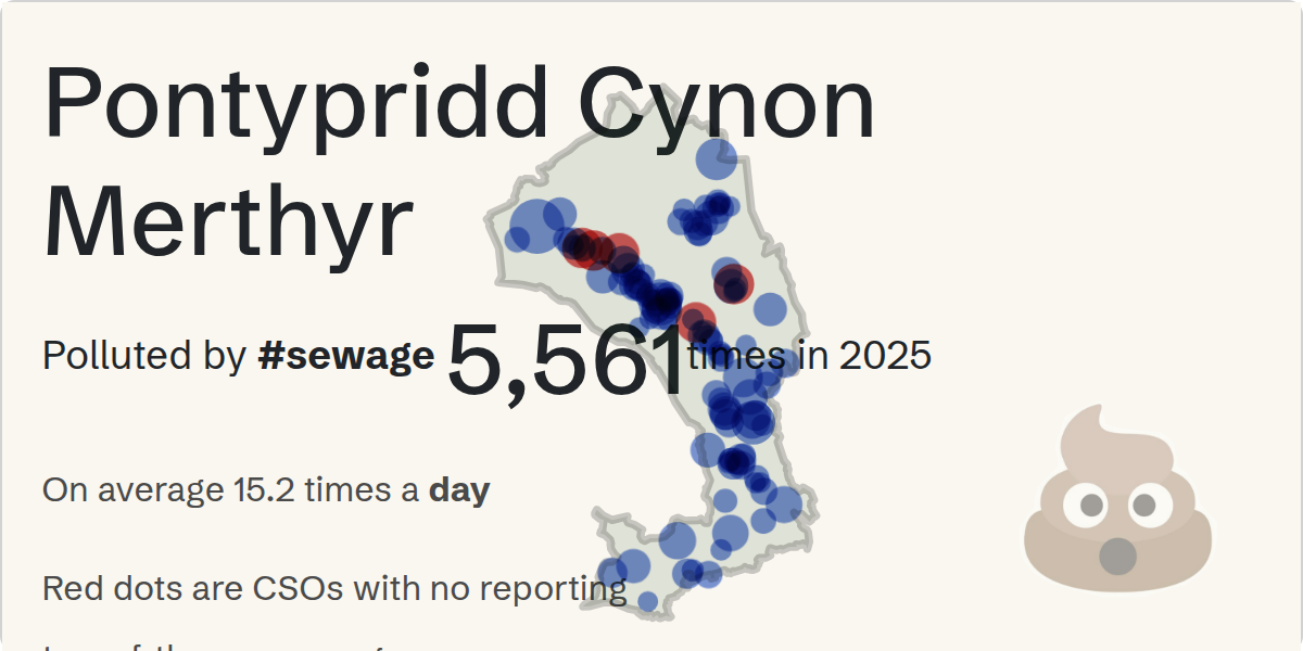 Sewage pollution map of Pontypridd Cynon Merthyr