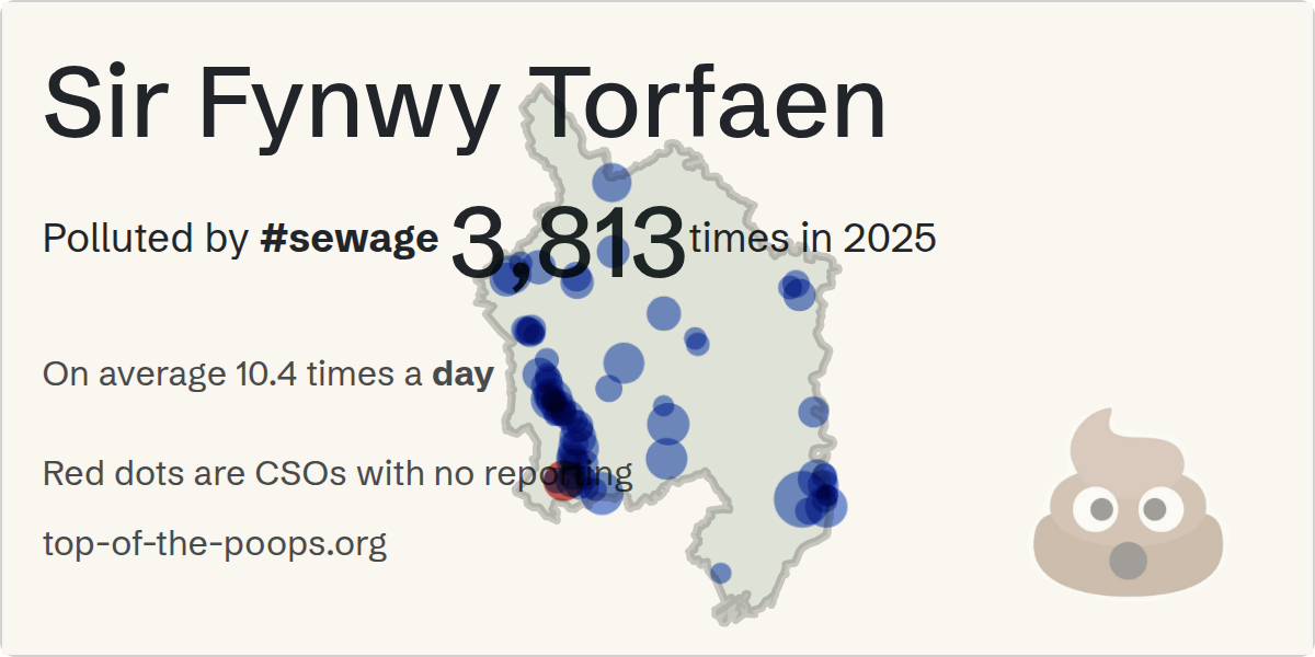 Sewage pollution map of Sir Fynwy Torfaen