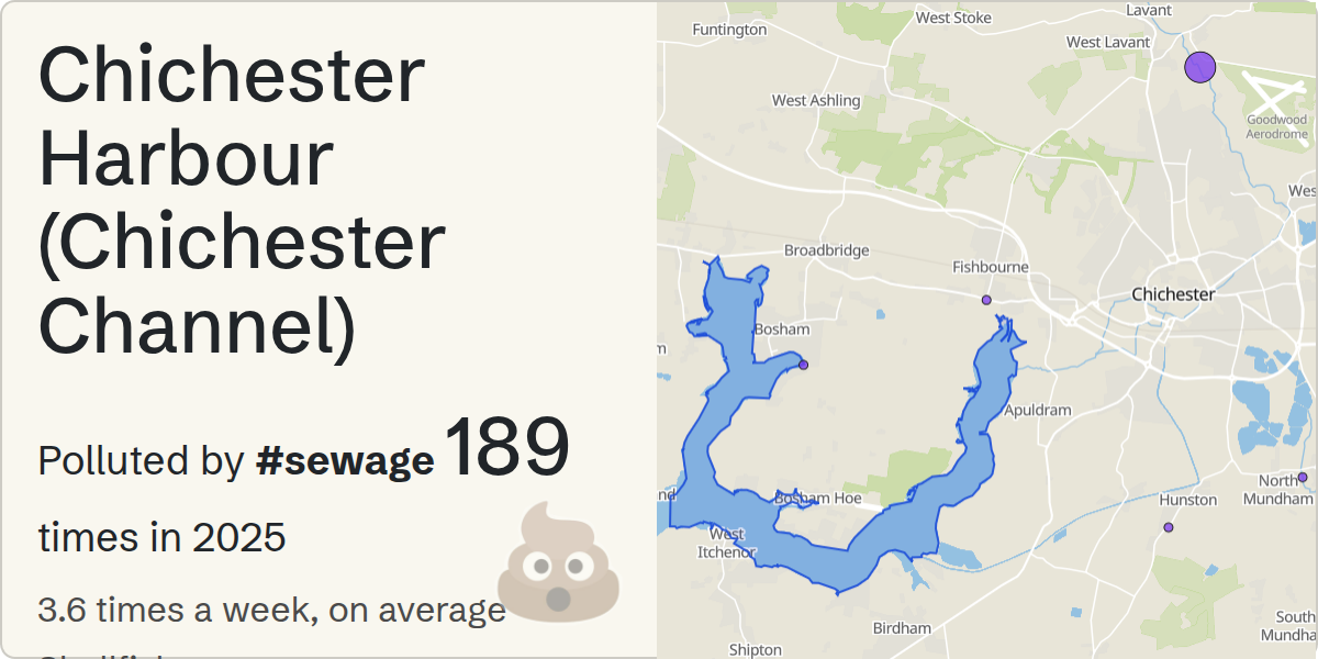 Sewage pollution map of Chichester Harbour (Chichester Channel)