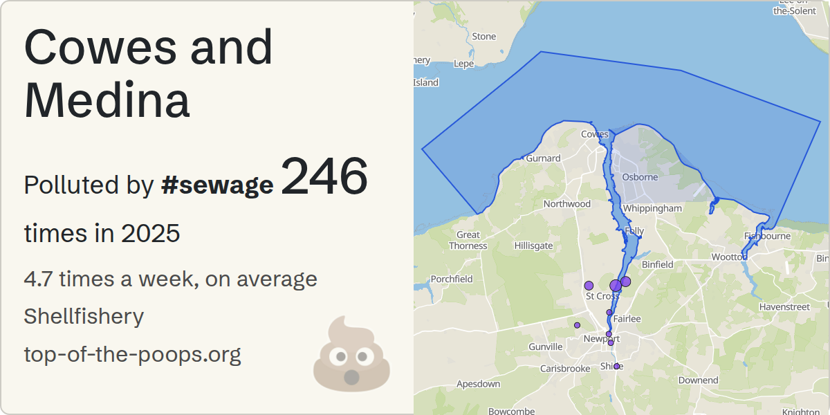 Sewage pollution map of Cowes and Medina