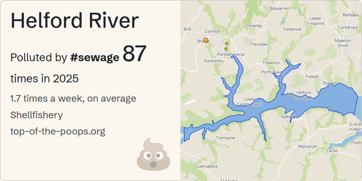 Sewage pollution map of Helford River