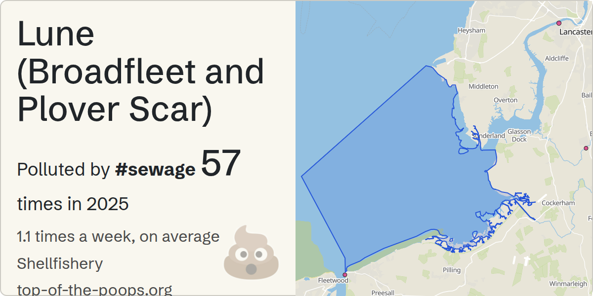 Sewage pollution map of Lune (Broadfleet and Plover Scar)