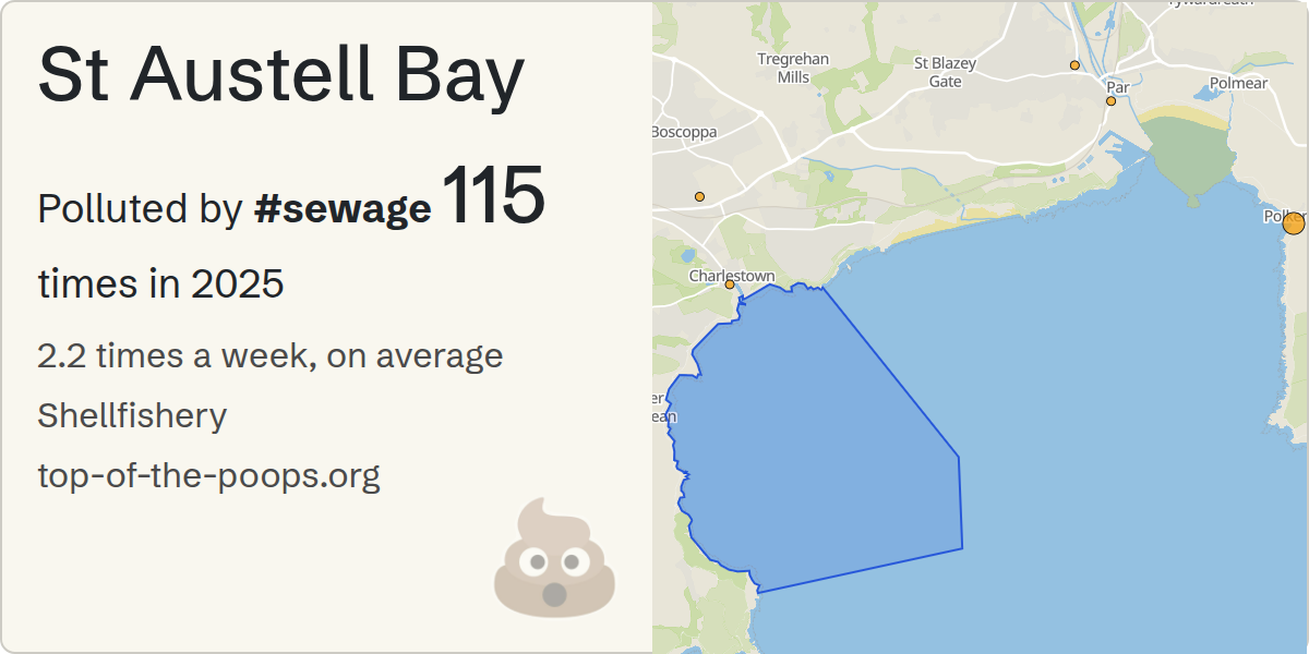 Sewage pollution map of St Austell Bay